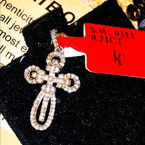 10k yellow gold vermeil real diamond cross pendant for women, best gift for mom,